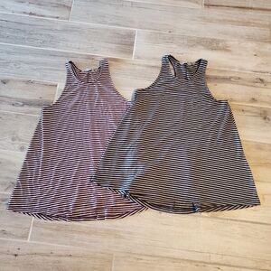 Lot of 2 ATHLETA Womens Tank Top in Black White Purple Stripes Size XS 347822-04